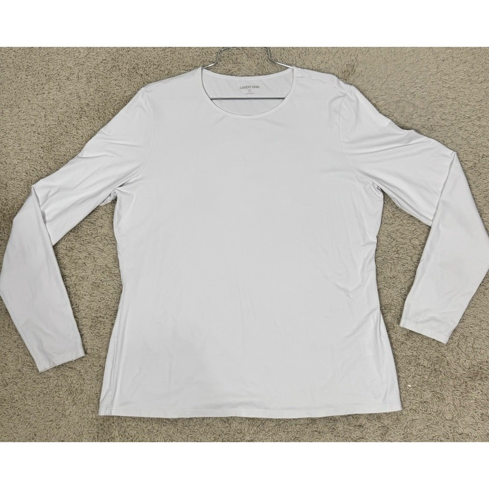 Lands End Women's Rashguard Swimsuit Top‎  Long Sleeve White Size XL Water Park